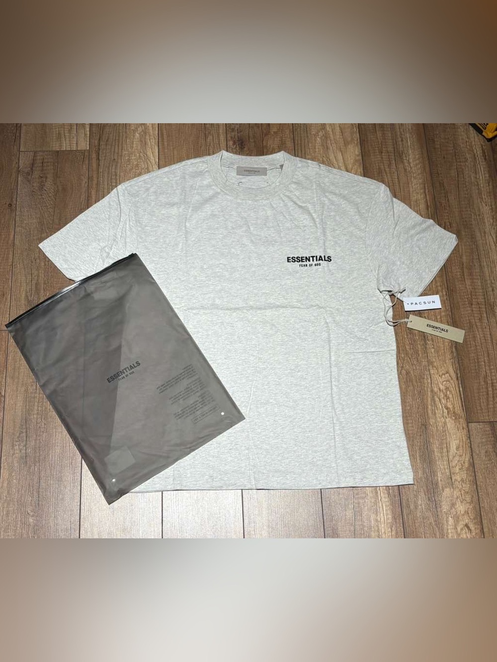 Essentials Fear of God Mens Light Oatmeal Gray Tee Shirt